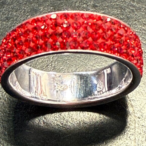 🎁🎅HOT Buy! 925 Silver Swarovski Pave Ring Ruby - Picture 3 of 3